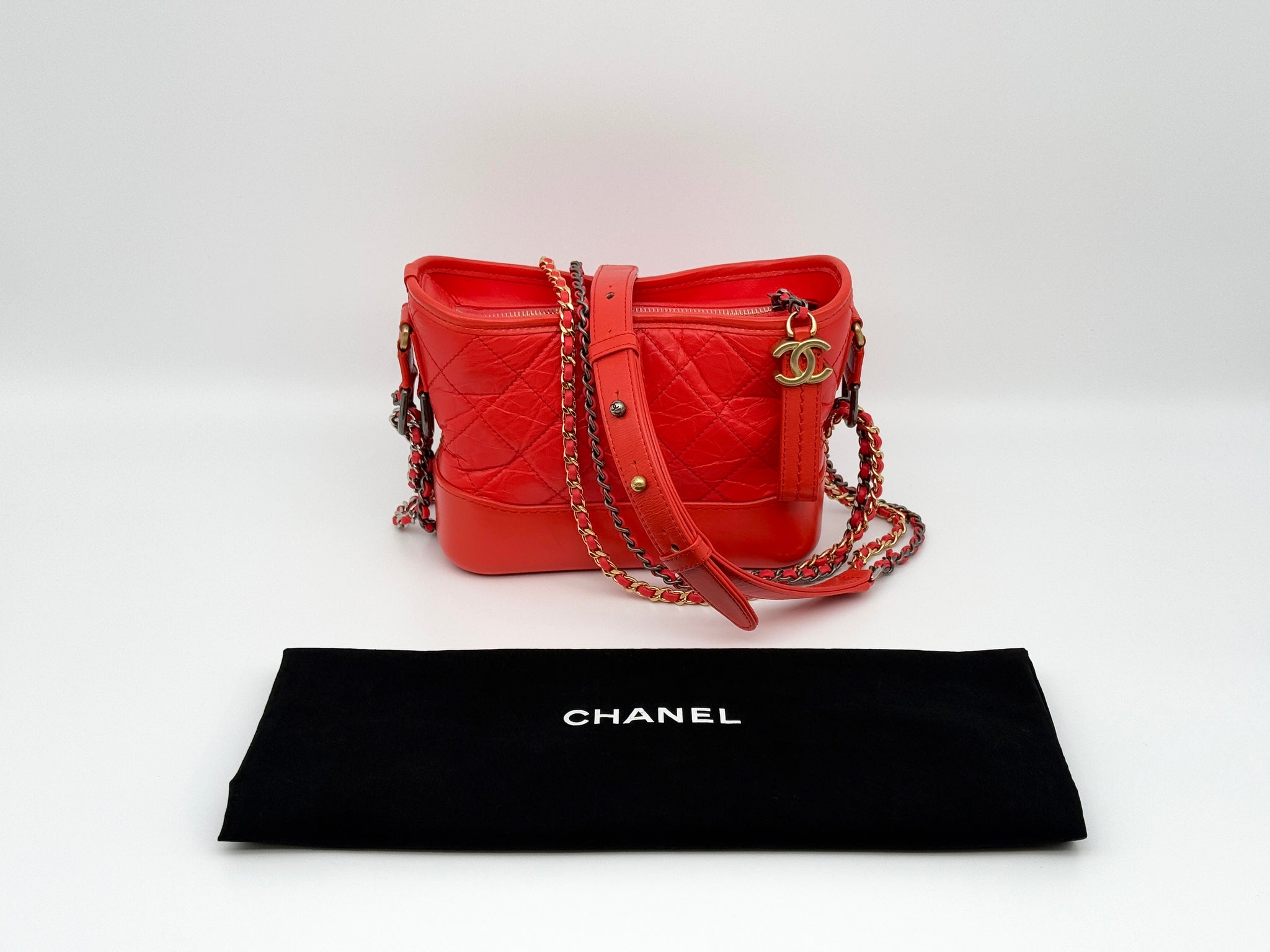 Chanel Small Gabrielle Bag 19C Red Aged Calfskin and Lambskin with ...