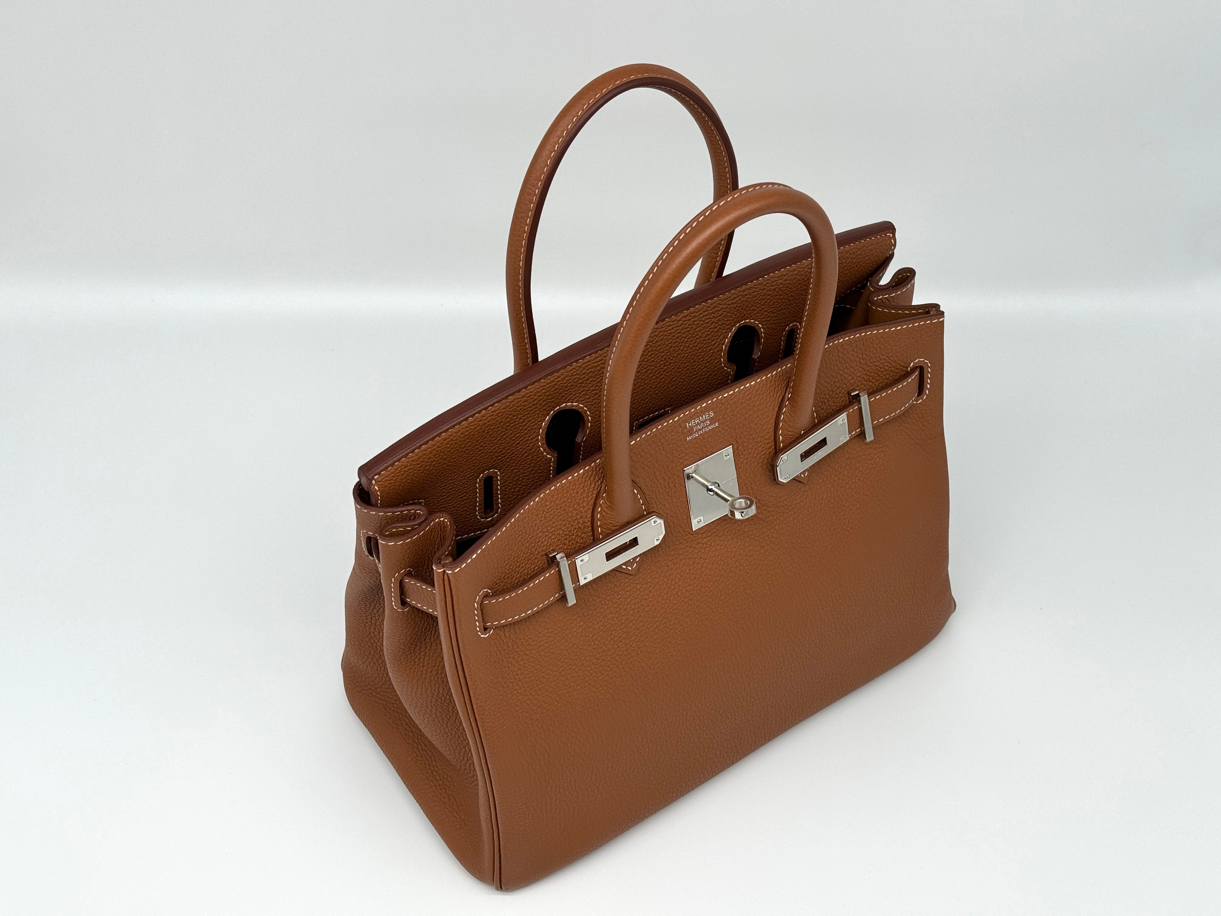 *RARO* Hermès Birkin 30 Retourne Gold Togo con herrajes de paladio T 2015